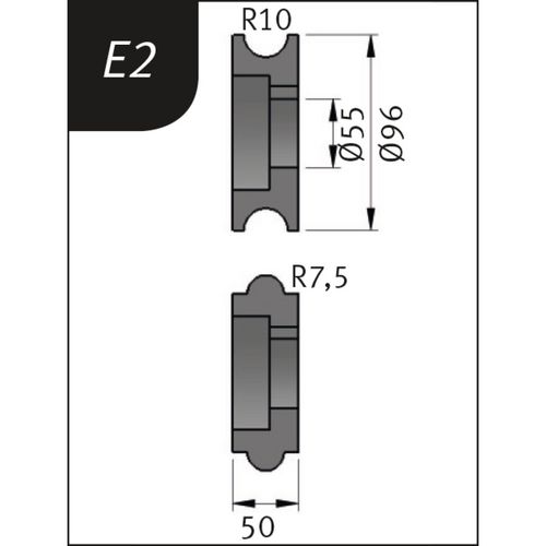 Produktbild für Typ E2, Ø 96 x 55 x 50 mm, R 10 / 7,5 mm