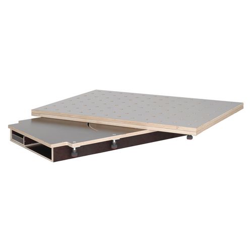 Produktbild für 120x80/160x120 cm, HPL Lochrasterplatte Ø20 mm, mit Schubkasten