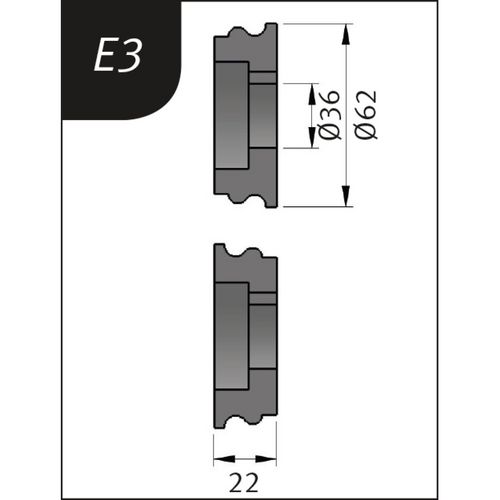Produktbild für Typ E3, Ø 62 x 26 x 22 mm