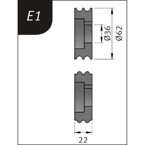Produktbild für Typ E1, Ø 62 x 26 x 22 mm