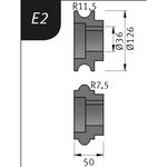 Produktbild für Typ E2, Ø 126 x 36 x 50 mm, R 11,5 / 7,5 mm