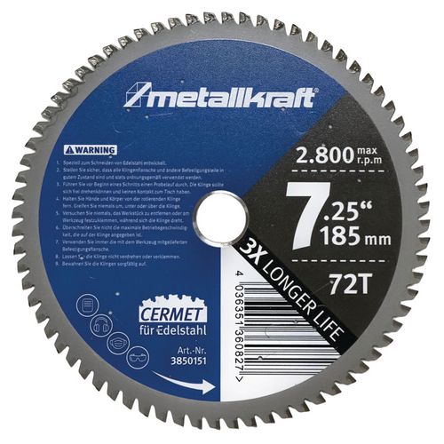 Produktbild für Ø 185 x 1,8/1,4 x 22 mm Z72