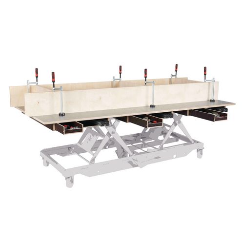 Produktbild für 120x80 cm, HPL Lochrasterplatte Ø20 mm, mit Schubkasten